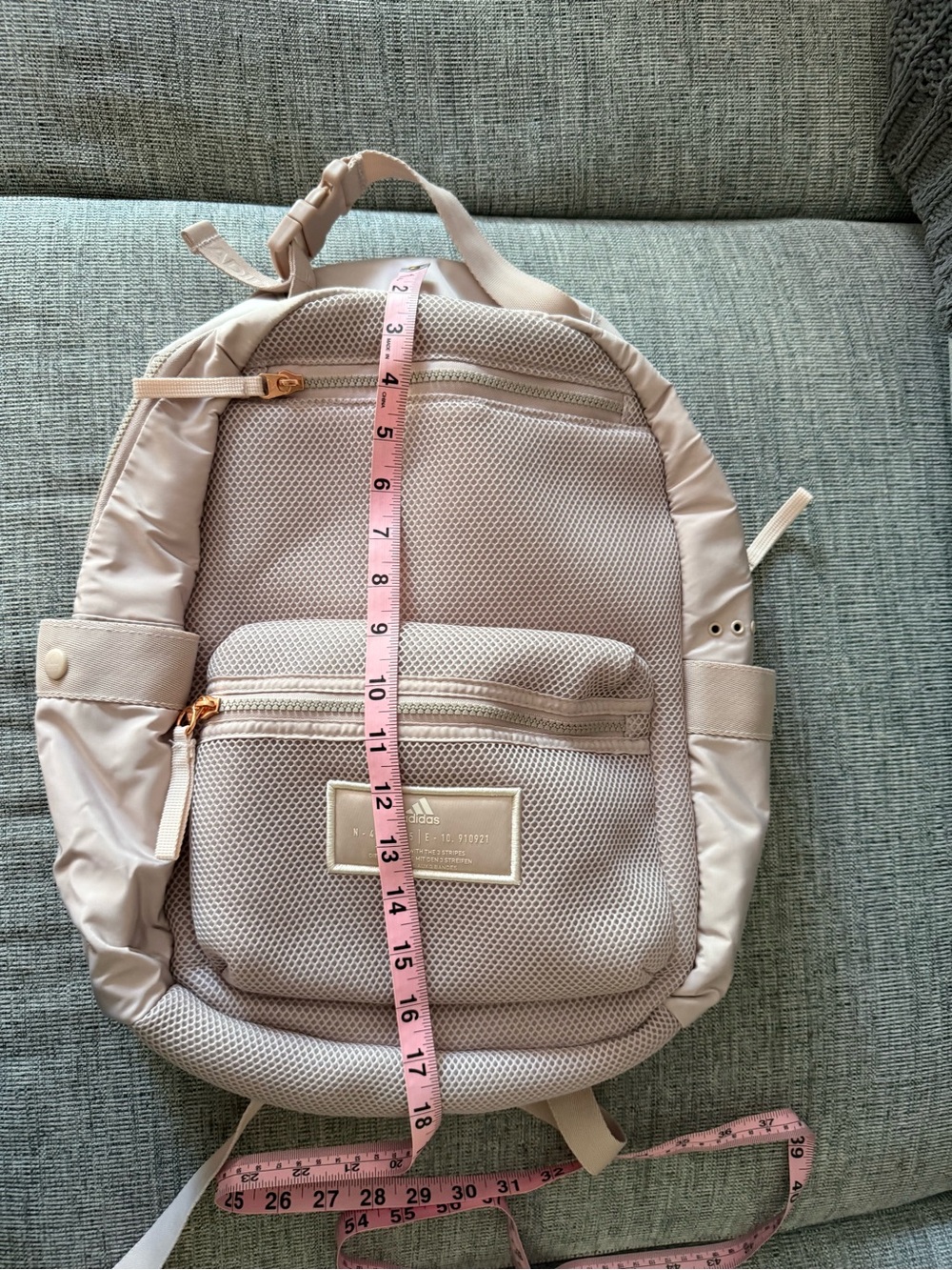 Adidas Quilted Mesh Accent Backpack | Mauve Blush Pink and Rose Gold - Picture 6 of 8